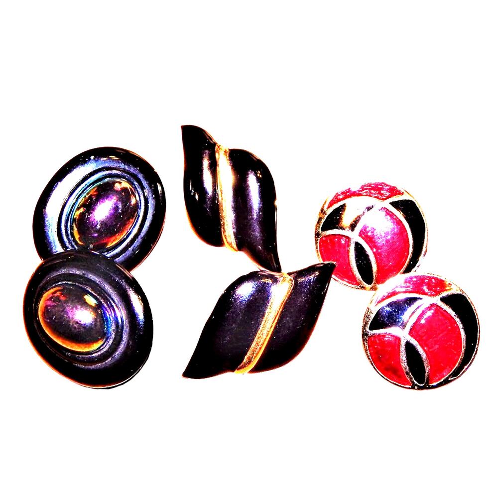 Vintage Retro Awesome Earrings Trio Lot